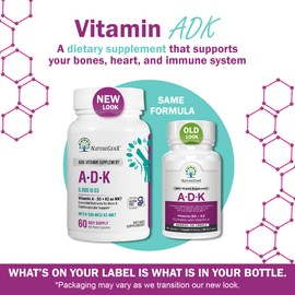 NatureGenX ADK Vitamin Supplement 5000 IU - High Potency Vitamins A, D3, and K2 for Bone Health and Calcium Absorption | Gluten-Free Vitamin ADK Supplement, 60 Day Supply, 60 Capsules