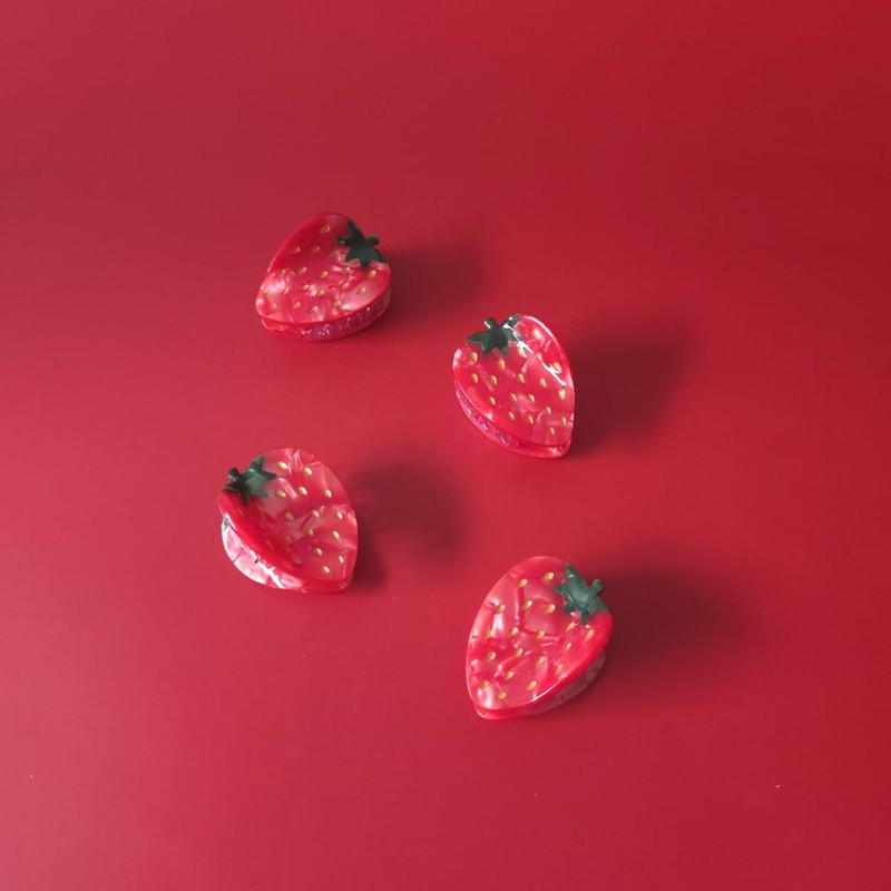 Strawberry Claw Clips,Cellulose Acetate Hair Clips,Small Claw Clips for Women