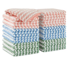 JOYMOOP Microfiber Cleaning Cloth, Mixed Color Towels with Edging, Ultra-Small Size 18 Pack (28.5 × 18.5 cm), Absorbent Streak Free Lint Free Rags for Cleaning, Reusable and Washable Towels