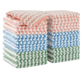 JOYMOOP Microfiber Cleaning Cloth, Mixed Color Towels with Edging, Ultra-Small Size 18 Pack (28.5 × 18.5 cm), Absorbent Streak Free Lint Free Rags for Cleaning, Reusable and Washable Towels