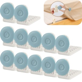 Cailoda Lock Sheet Holders Set of 12,Bed Sheet Lock Clips,Sheet Fasteners,Suitable for 3-8 Inches,Bed Sheet Clip Securely Holds The Bed Sheet in Place,Easy Installation(Blue)