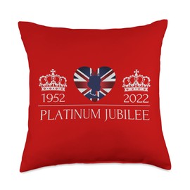 British Queen Monarchy Platinum Jubilee 70th Anniversary Throw Pillow