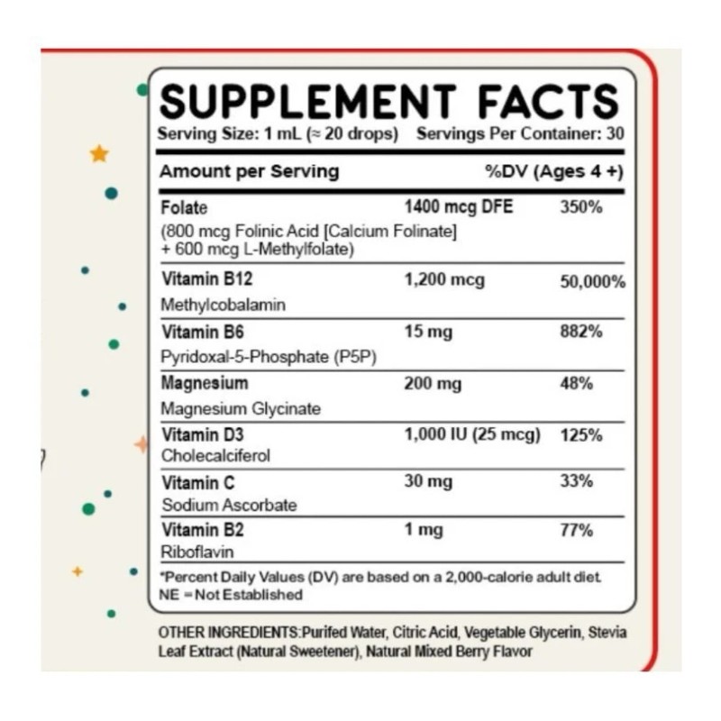 True Reflectionz Folinic Acid Drops for Kids & Adults, Mixed