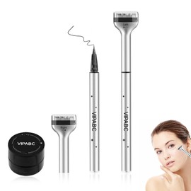 Eyeliner Stamp, 2-in-1 Lower Eyelash Stamp, Eyelash Lower Stamp with Ink and Eyeliner, Waterproof and Sweatproof Eye Liner Stamps for Make-Up Beginners (Brown)