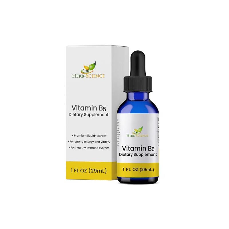 Herb-Science Liquid Vitamin B5 Drops, Pantothenic Acid Supplement, Alcohol Free,