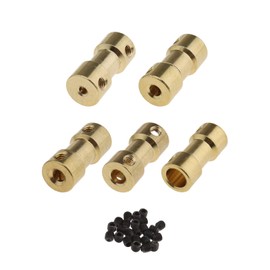 EMSea 5Pcs Brass Shaft Coupling Sleeve Coupler Motor Transmission Connectors with Grub Screws 2-3mm 2-4mm 4-4mm 4-6mm 6-6mm