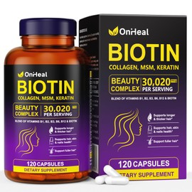 LABJD LABJD Biotin, Collagen, Hyaluronic Acid and Keratin Complex OnHeal Hair Regrowth Vitamin 30020mg - 120 Capsules for Thick Hair, Moisturized Skin, Strong Nails