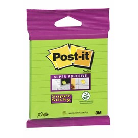 Post it Notes 100mm x 100mm Super Sticky Note Pad, Lined, Green (70 sheets)