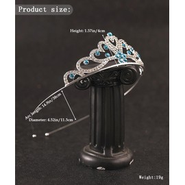 Yheahin Shiny Silver Crystal Tiara and Crown Pearl Rhinestone Heart Shape Princess Tiara Wedding Birthday Costume Hair Accessories for Girls (Blue-crystal)