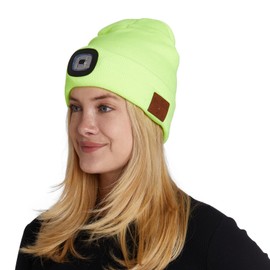 BLACK DECK Unisex LED Bluetooth Beanie with Hands-Free LED Flashlight and Wireless Stereo Headphones (Light Green)