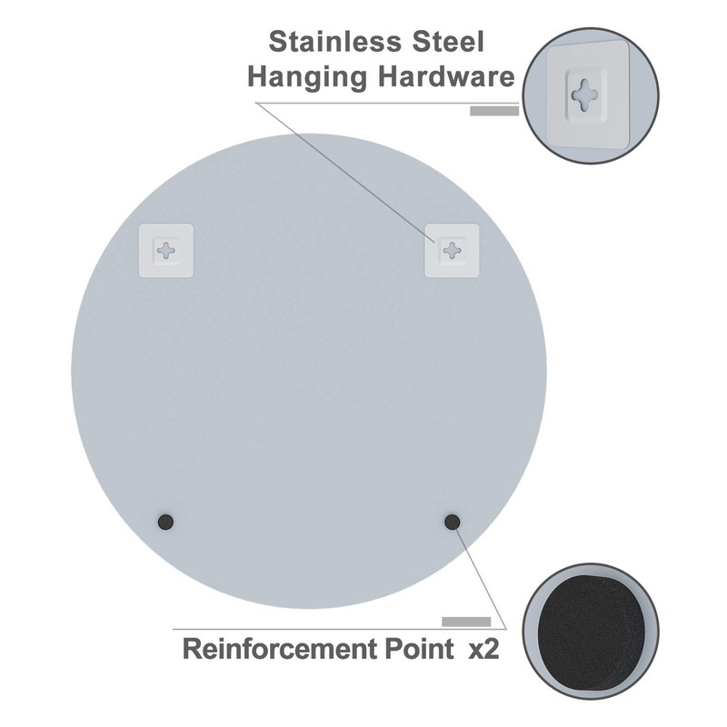 USHOWER 24" Round Frameless Wall Mirror with Beveled Edge -