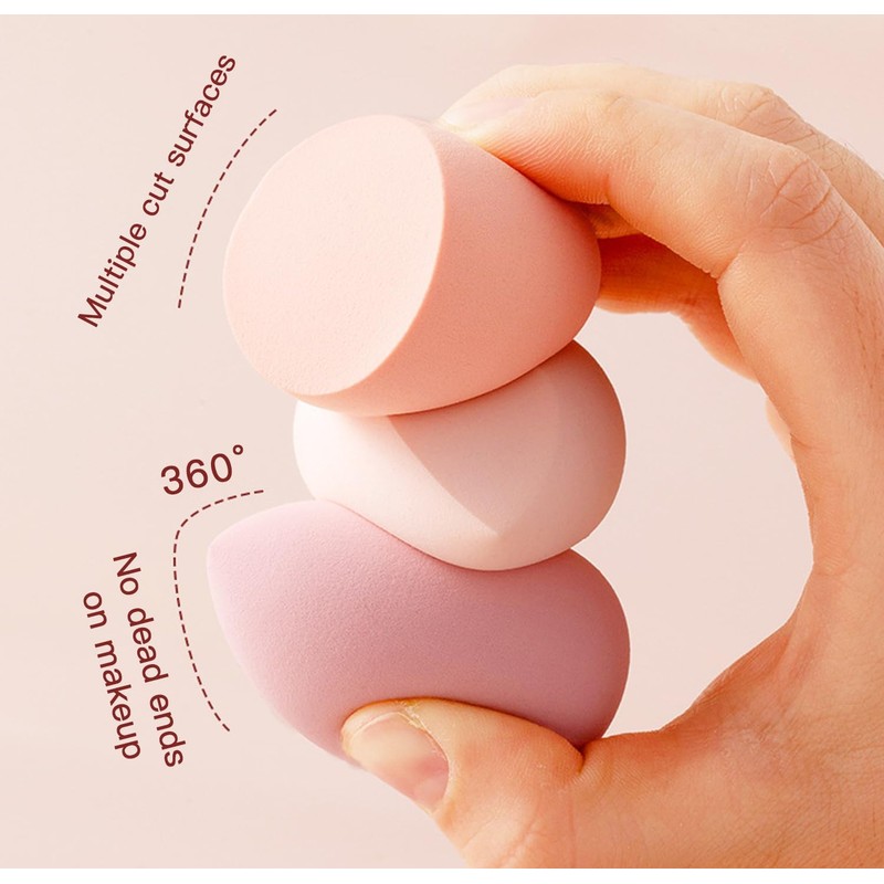 8 Pcs Makeup Sponge Set 3 Shapes Beauty Blender Kit