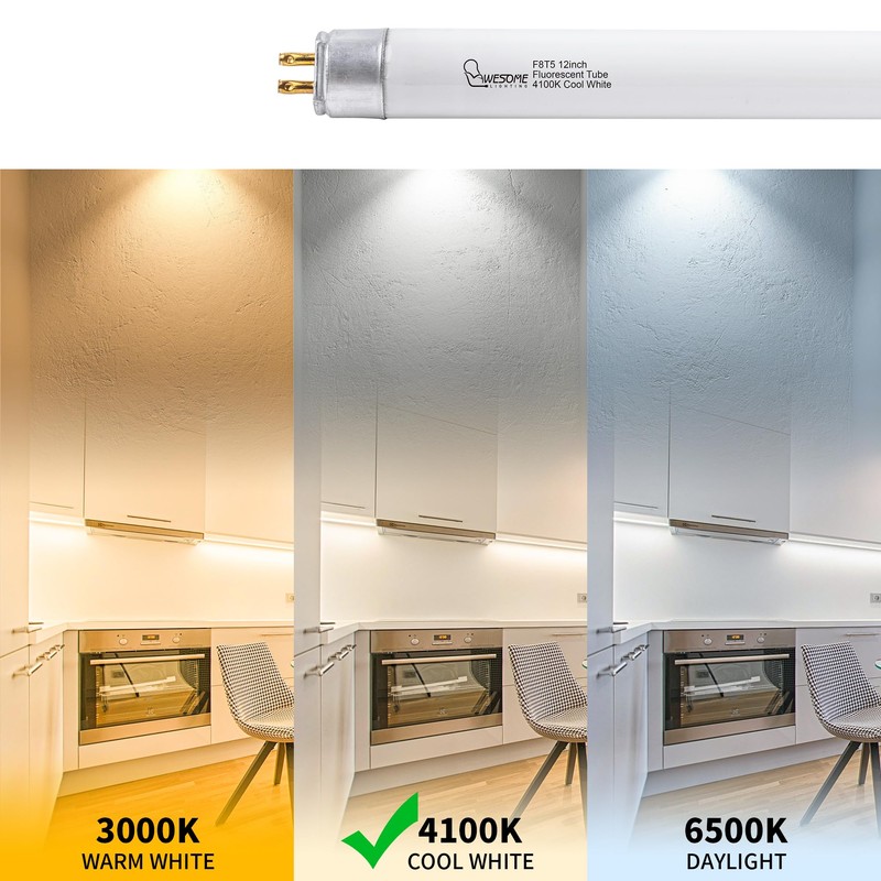 Wesome Lighting 8 Pack 12 Inch F8T5/CW Fluorescent Light Bulb,