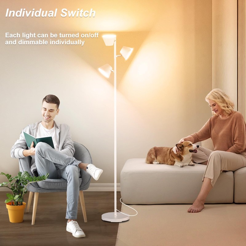 Pesken White 42W Tree Floor Lamp, Super Bright LED Standing