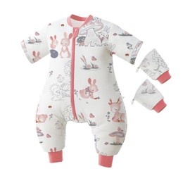 usbettas Toddler Sleep Sack with Feet, 2.5 TOG Removable Long Sleeve Winter Sleep Sack with Legs, Super Warm Baby Sleeping Bag Quilted Wearable Blankets for Kids 12-24 Months