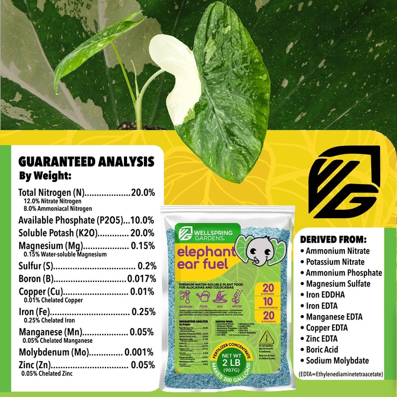Elephant Ear Fertilizer Fuel - 2 Pounds - Water-Soluble 20-10-20