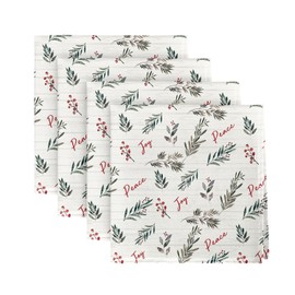 Horaldaily Christmas Cloth Napkins 18 x 18 Inch, Holly Party Dinner Decoration Washable Napkins Set of 4