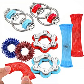 NHQZ Fidget Toys, ADHD Toy, Pack of 8, Tangle Fidget Toy, Anti-Stress Toy, Squeeze Toy, Anti-Stress for Children, Adults, Fidget Toys for ADHD, Anti-Anxiety Gifts, a