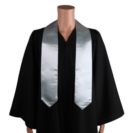 OSBO GradSeason Unisex Adult Plain Graduation Stole for Academic Commencements, 60'' long, Silver, 60" long