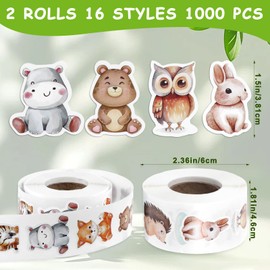 Round Animal Stickers 1000 Pieces Animal Reward Stickers Animal Sticker Roll Animal Sticker Round Animal Sticker Animal Sticker Children Cartoon Children Animal Pattern Stickers