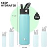 Konokyo 22oz Stainless Steel Bottles with 3 Lids Sport Insulated