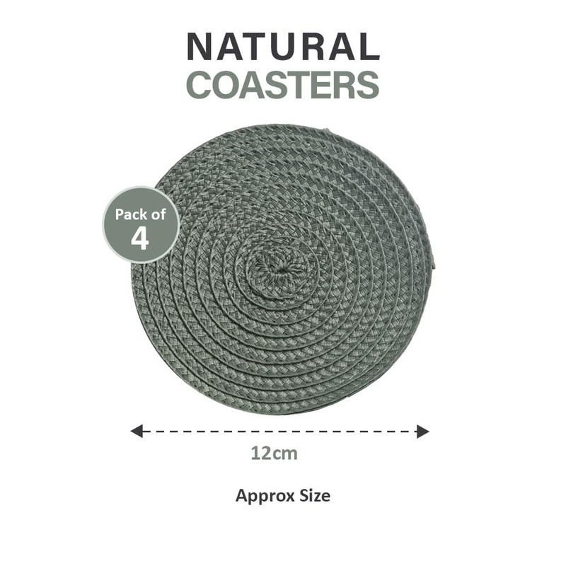 Round Woven Drink Coasters – Set of 4 – 12cm