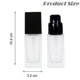 4Packs 30ml/1oz Frosted Glass Foundation Bottles Portable Lotion Dispenser Pump Bottles Empty Refillable Square Liquid Bottle with Press Pump for Essence, Sunscreen, Barrier Cream, Lotion, BB Cream