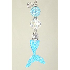 Blue and Clear Mermaid Tail with Faux Rhinestone Ceiling Fan Pull