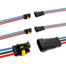 HYAT 16AWG 3 Pin Plug Waterproof Connector, Male and Female Way Auto Electrical Wire Connectors Harness Suitable for Car, Truck, Boat, Motorcycle, Trike, Caravan, Marine,high conductivity- 3 Pack