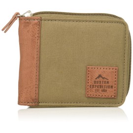 Buxton Men's Expedition II Huntington Canvas RFID Blocking Zip-around Wallet, Olive, One Size