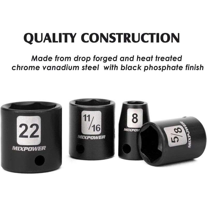 Unbranded 3/8" Drive Impact Socket Set, 49-Piece Standard SAE