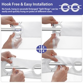 No Hook Floral Shower Curtain with Snap in Liner, Double Layer Watercolor Blue Flower Polyester Shower Curtain with Window, Modern Washable Shower Curtains for Bathroom Hotel Style 71" L x 72"