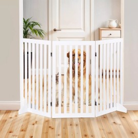 SEGAWE 36" Wooden Pet Gates with Support Feet for Dog Cat Doorways Foldable Dog Fence
