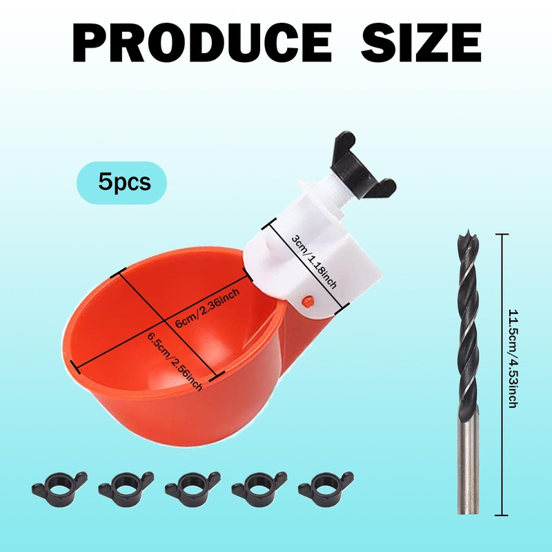 FISH DRAGATE 5 pcs automatic chicken water dispenser,pipette,with 1 hole