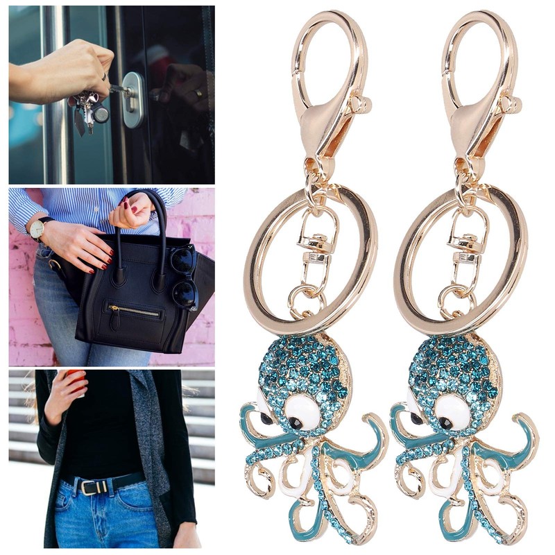 2 pieces metal key ring, octopus shaped keychain, cute keyring