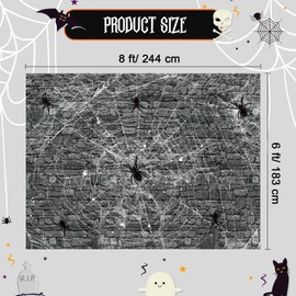 Peryiter 8 x 6 ft Backdrop for Photography Horror Spider Cobweb Brick Wall Photo Background Indoor Outdoor Party Supplies Decorations Photo Props