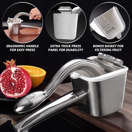 Stainless Steel Lemon Squeezer, Heavy-Duty Orange Juicer, Durable Hand Press Citrus Juicer, Portable Lime Squeezer, Rust-Free, Easy to Clean, Ideal for Kitchen & Bar, 5-Year Warranty