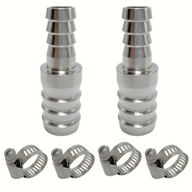 304 Stainless Steel Hose Barb Fitting Reducing Union 3/8" Barbed x 3/4" Barbed 2pcs with 4pcs Hose Clamps