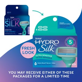 Schick Hydro Silk Sensitive Women's Razor Blade Refills, 4 Count | 5-Blade Razors for Women Sensitive Skin | Womens Razor Refills for Sensitive Skin