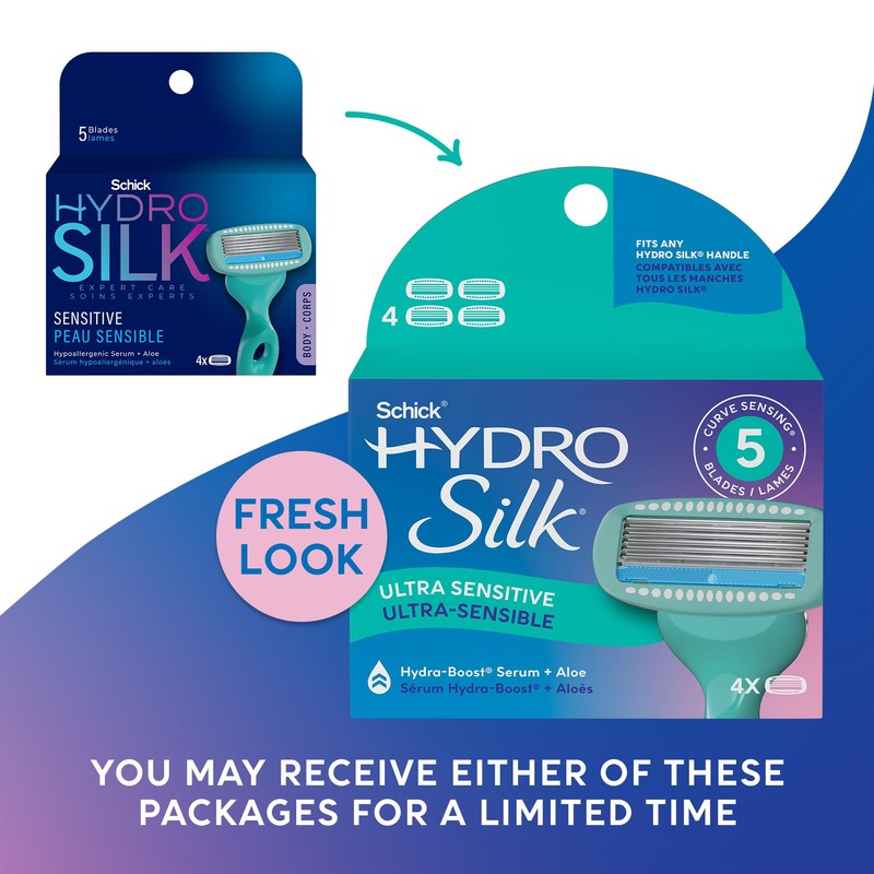 Schick Hydro Silk Sensitive Women's Razor Blade Refills, 4 Count