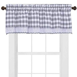 Buffalo Check a cuadros Gingham ajuste personalizado cortina de ventana tratamientos por GoodGram – varios colores, tamaños y estilos, gris, Single 14 in. Valance