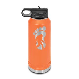 Bigfoot Foot Print Laser Engraved Water Bottle Customizable Polar Camel Stainless Steel with Straw - v3 yeti Big Foot Orange 32 oz