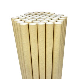 Disposable Paper Bubble Tea Straws, Pack of 50, 12 mm Wide Thick Straw, Biodegradable for Boba Smoothies, Milkshake Jumbo and Occasions, DIY, Wedding, Party Accessories - Brown