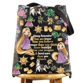 WZMPA - Bolsa de cosméticos Rapunzel de Rapunzel para los fans de Rapunzel regalo de You Are Braver Stronger Beautiful Than You Know Rapunzel para maquillaje con cierre, Rapunzel bolsa-BL, Bolsa de