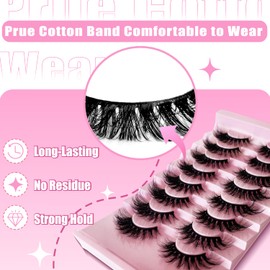 beautykaisen 8Pair False eyelash book with tweezer Soft Reusable Handmade Volume Fluffy eyelashes(3D985tw)