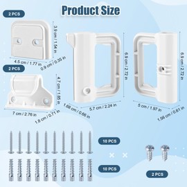 PEUTIER Baby Gate Replacement Parts Kit, Baby Gate Hardware Baby Gate Wall Mounting Kit Dog Gate Accessories with Brackets Hooks Latches Screws for Mesh Gate Retractable Dog Gate