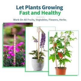 BEITABEI Electroculture Plant Stakes, Long Copper Garden Stakes, Electroculture Copper Coil Antennas for Growing Garden, High-Yield, Eco-Friendly Plants Pole (6)
