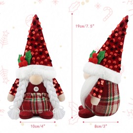 Godeufe Set of 2 Christmas Gonk Gnome Plush Xmas Winter Decorations Reindeer Handmade Elf Dwarf Figurines for Home Kitchen Farmhouse Holiday Festival Party Scandinavian Tomte - Red