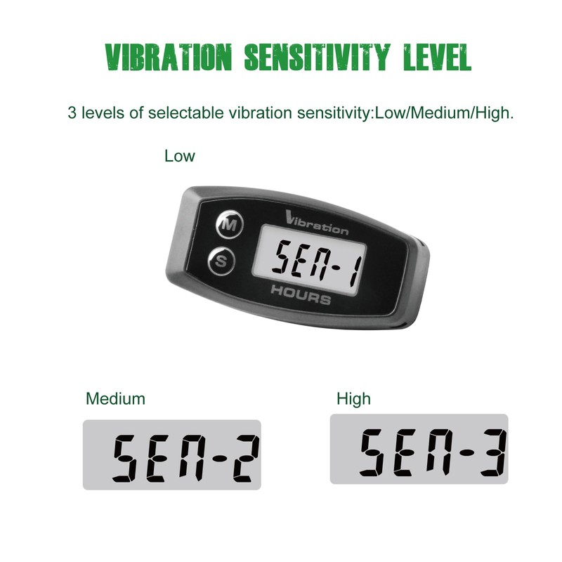 Yooreal Vibration Hour Meter,User Shutdown Waterproof for Gas/Diesel Motor Generator