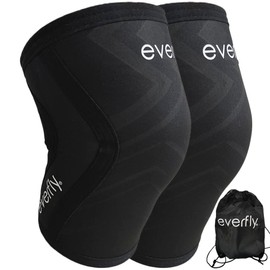 EVERFLY Knee Support Neoprene SCR 5 mm - 1 Pair - Cross Training - Knee Support Black - Sports Muscle Building - Men Women - Weight Lifting (M)